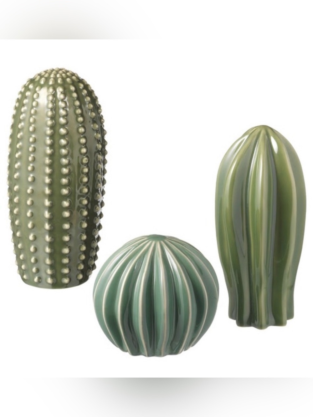 IKEA Green Ceramic Cactus Decor Set SJÄLSLIGT Decoration, set of 3, green